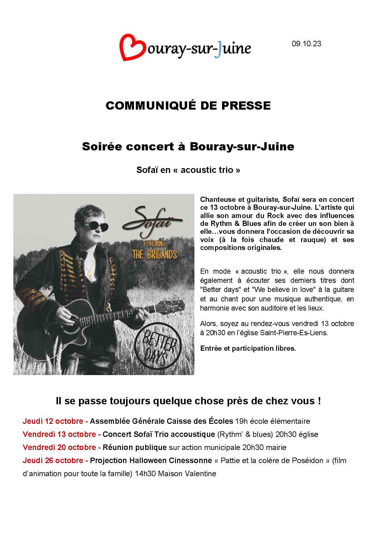20231009 communiqué presse Concert Sofaï à Bouray